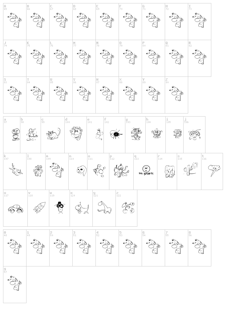 FE Polka Your Eyes Out font map